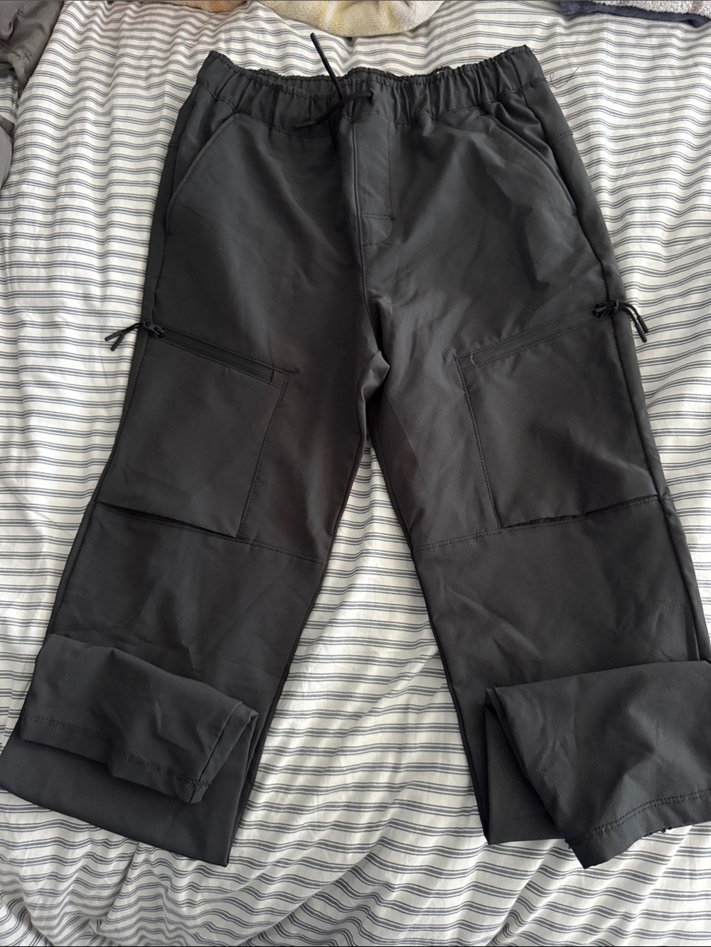 Boys Charcoal Utility Cargo Pants - Elastic Waist old navy xl 14/16